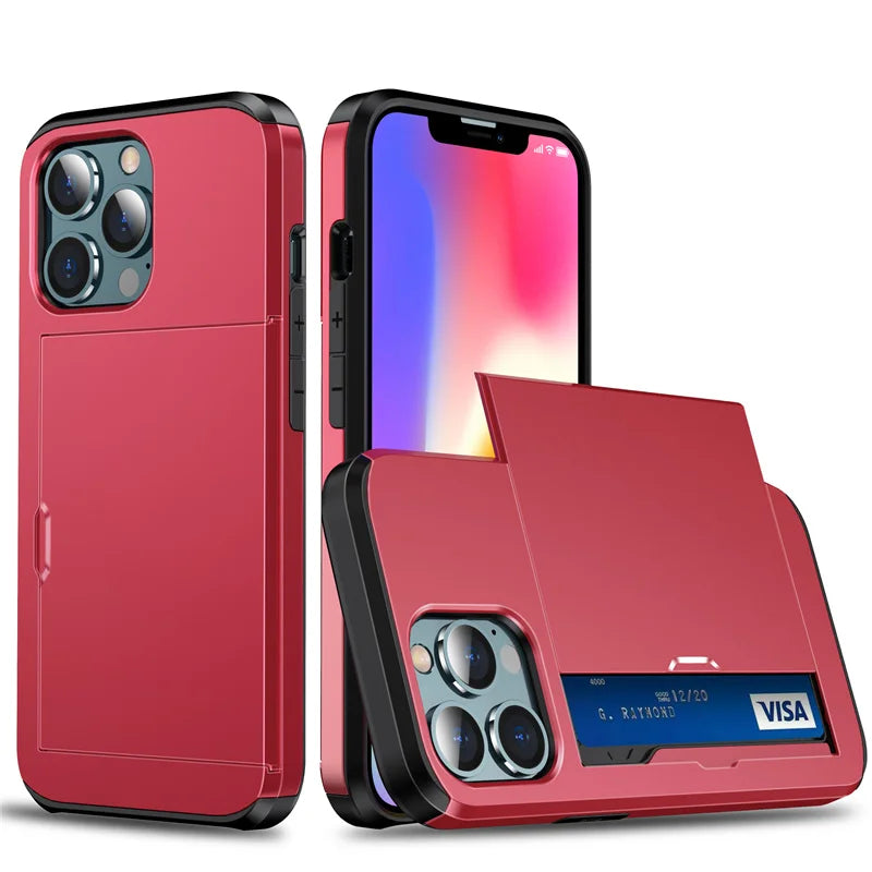 Ultimate Slide Wallet Phone Case for iPhone 16/15/14/13/12/11 Pro/X/XR/Max/7/8 Plus/SE - Shockproof TPU Armor with Credit Card Slot