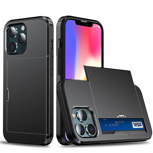Ultimate Slide Wallet Phone Case for iPhone 16/15/14/13/12/11 Pro/X/XR/Max/7/8 Plus/SE - Shockproof TPU Armor with Credit Card Slot