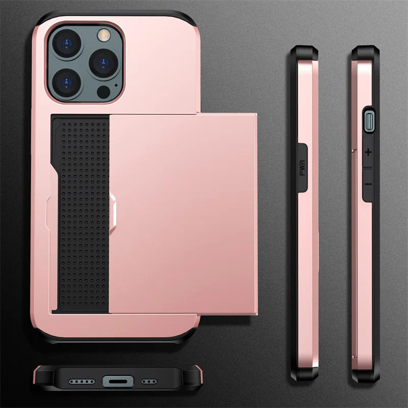 Ultimate Slide Wallet Phone Case for iPhone 16/15/14/13/12/11 Pro/X/XR/Max/7/8 Plus/SE - Shockproof TPU Armor with Credit Card Slot